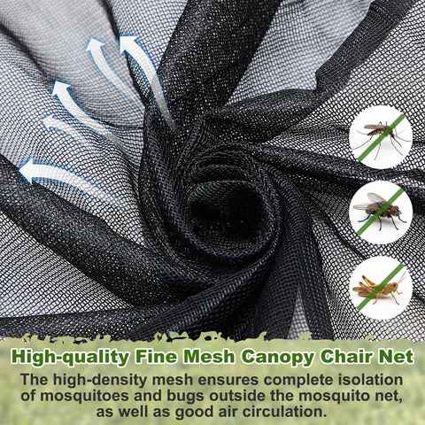 Close-up of frameless black mesh fabric for Double Sun Lounger Mosquito Net With Zipper Roof For Canopy Chairs, showing weave detail.