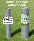 Side-by-side comparison of Badass Heavy Duty 19 Gauge Hardware Cloth Chicken Wire 1/2 Inch Mesh 16 By 6 Feet rolls.