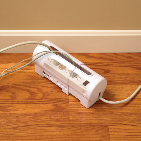 Expandable Power Strip Cover For Baby Proofing Keeps Outlets Covered And Cords In Check No More Cord Pulls on wooden floor