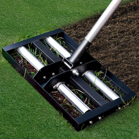Four Roller Aluminum Lawn Leveling Rake With 61 Inch Adjustable Handle For Smooth Soil In Lawns Gardens Golf Courses And Farms 17x10 Inch Levelawn Tool Pro Grade Heavy Duty Stainless Steel Leveler With Drag Free Rolling Design