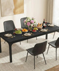 Extra Long Dining Table With Badass Steel Legs, Rectangle Kitchen Table And Dinner Spot Seats The Whole Squad Comfortably, modern black wood top with a floral centerpiece and dining setup.