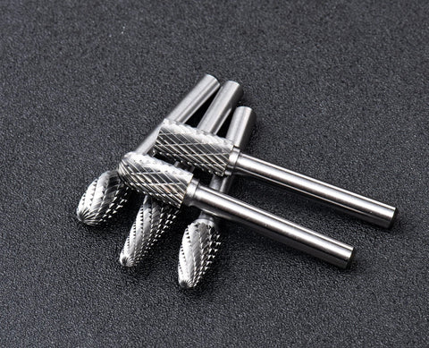 10-piece carbide burr set for metalwork, includes double-cut solid burrs perfect for carving, polishing, and engraving metals.