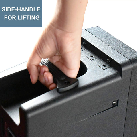 Hand lifting speaker with side-handle on 1600W 6-Channel Powered Bluetooth Mixer PA System With 10-Inch Passive Speakers