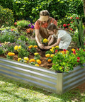 Galvanized Raised Garden Bed 6 Feet By 3 Feet By 1 Foot Outdoor Planter For Vegetables, Flowers, And Herbs, Large Silver Metal Garden Box