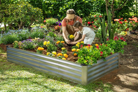 Galvanized Raised Garden Bed 6 Feet By 3 Feet By 1 Foot Outdoor Planter For Vegetables, Flowers, And Herbs, Large Silver Metal Garden Box