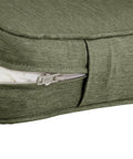 Close-up of Montlake FadeSafe Outdoor Bench Cushion 41 X 18 X 3 Inches Contoured, Water Resistant, Fade Resistant Fabric in Heather Fern