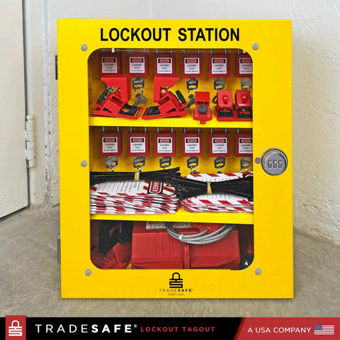 Lockout Tagout Cabinet For Unfilled Station Wall Mountable LOTO Box Industrial Grade 19 Gauge Steel With Durable Shackle Holders