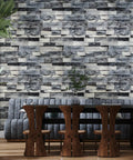 Dining room with Peel And Stick Faux 3D Brick Wallpaper In Gray For Easy DIY Accent Wall or Furniture Makeover Self Adhesive Brick Covering