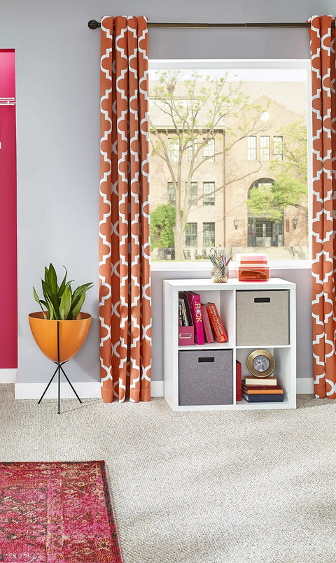 Four Cube Storage Shelf Organizer With Back Panel Easy Assembly Bookshelf In White Wood Finish in home setting