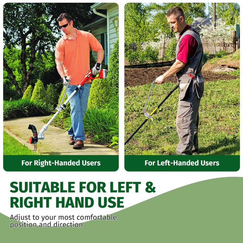 Upgraded Ergonomic Weed Eater Handle With Non Slip Grip Adjustable Shoulder Harness And Bracket Clamp in left and right hand use