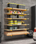 Heavy Duty Folding Lumber Storage Rack 3 Level Wall Mounted Metal Organizer For Garage Woodworking Shop Indoor Outdoor Use Yellow 4 Pairs