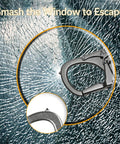 Rugged 3 Inch Carabiner Keychain Clip With Dual Locking Design And Tungsten Steel Spike Multi Tool shown against broken glass