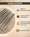 Premium Satin Nickel Wood Screws For Door Hinges And Cabinet DIY Projects Flat Head Phillips Drive Screw Pack with flush fit and steel design.