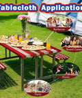 Picnic Table Cover With Bench Covers, American Flag Design, Waterproof And Windproof Fitted Tablecloth With Elastic Edges