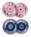 LED Illuminated Inline Skate Wheels 70mm Pink Pack Of 2 With 82A Hardness ABEC7 Bearings Magnetic Power No Batteries Needed