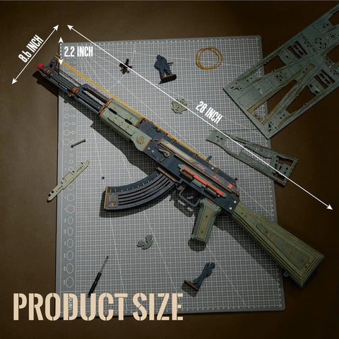 3D Wooden Puzzle Kit For Adults With Rubber Band Mechanism About 6 Hour Assembly Fun Yet Challenging Model Toy, wooden rifle parts on cutting mat