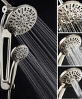 Crazy High Pressure Shower Spa Combo With 48 Modes Three Way Showerheads Adjustable 18 Inch Extension Arm Brushed Nickel Finish