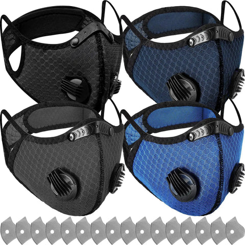 Reusable Dust Mask Respirator With Activated Carbon Filters For Woodworking And Yard Work 4 Color Masks Black Dark Gray Navy Blue Dark Blue Plus 16 Replacement Cores