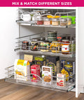 Heavy-Duty Cabinet Organizer With Pull-Out Drawer for Pots and Pans, anti-rust chrome finish, installed in kitchen cabinet