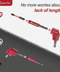 105 Degree Right Angle Drill Attachment Set With One Quarter Inch Hex Shank Magnetic Bit Holder And Four PZ2 PH2 Screwdriver Bits