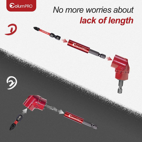 105 Degree Right Angle Drill Attachment Set With One Quarter Inch Hex Shank Magnetic Bit Holder And Four PZ2 PH2 Screwdriver Bits