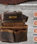Genuine Leather Tool Belt For Men With Pouches And Boss Grade Heavy Duty Saddle Design, reinforced design visible
