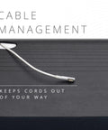 Cable management feature on Slick Under Desk Keyboard Tray With Smooth Roll Slide Out Drawer Plus No Sweat Height Adjustments.