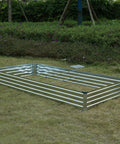 8x4x1ft Galvanized Raised Garden Bed Kit For Outdoors Dope Durable Outdoor Planter Box Metal Patio Bed For Veggies, Flowers, Herbs, No Tool Assembly, Silver installed on grass