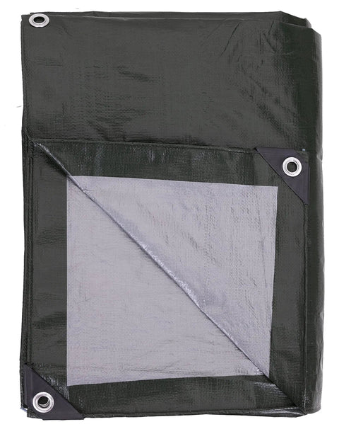Heavy Duty 8 By 10 Foot Tarp Pack Waterproof Reversible 8 Mil Multi Use Cover Green Silver Weatherproof For Camping Outdoor Projects Landscaping RV And More 15 Pack