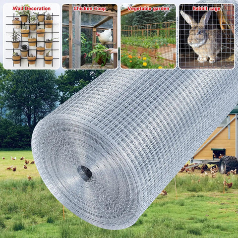 Heavy Duty Hardware Cloth With One Half Inch Square Openings, 48 Inch By 100 Foot Roll, 19 Gauge, Double Layer Hot Dip Galvanized