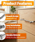 10 Pack Zinc Alloy Twig Branch Cabinet Knob Set In Silver Decorative Pull Handles with branch design on wooden dresser.