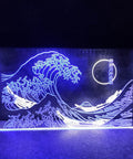 Great Wave Off Kanagawa LED Neon Sign Wall Art Dope Ukiyoe Vibe For Modern Rooms 16x24 Inches Blue And White Neon Light Decor