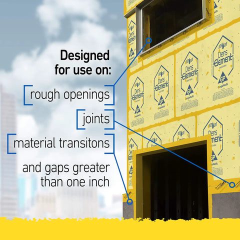 Building facade showing uses for Transition Membrane Flashing Tape 6-Inch By 75-Foot Self-Adhesive Moisture And Air Barrier.