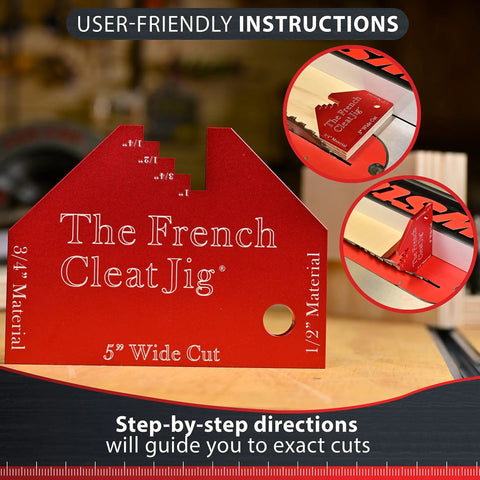 Solid As A Rock Heavy Duty Aluminum French Cleat Jig Built For Tight Cuts And Easy Assembly for 5" wide cuts and user-friendly instructions.