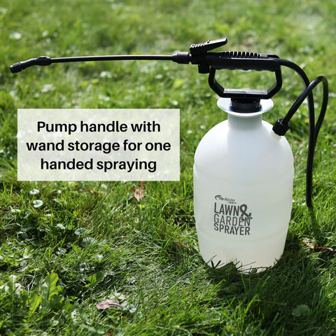 One Gallon Lawn And Garden Sprayer With Translucent Tank Easy Refill Funnel Top Adjustable Poly Cone Nozzle For Precise Spraying Lightweight Yard Sprayer For Quick Garden Spritzes on grass.