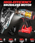 Cordless 3/8 Inch Impact Wrench With 250 Foot Pound Torque, Brushless Electric Power, shown in auto repair setting