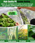 Ultra Fine Garden Mesh Netting 10x50 Ft Pest Barrier shown protecting plants, allowing sunlight and air through, close-up view