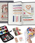 Open Beginner Embroidery Kit With 86-Piece Tools Set And Hoop, 106 Patterns And 65 Water Soluble Designs, colorful threads, DIY book.