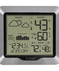 Advanced Wireless Weather Station With Dynamic Forecast Icons, Barometric Pressure History, Atomic Time, Temperature And Humidity Gauge, Recording Hi Lo, Auto DST, Fast 330 Foot Reception And All In One Sleek Readable Display in close-up view.