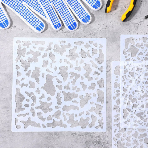 Six Pack Knockdown Texture Spray Stencil Kit For Drywall Repair And Plaster Walls 8x8 Inch Plastic Texture Stencil Tools