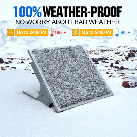 50W 12V Solar Panel Kit with Trickle Charger Maintainer, Waterproof Controller, and Mount in snowy landscape