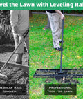 Lawn Leveling Rake And Soil Leveler For Yard And Garden 36 By 10 Inch Stainless Steel Tool With Six And A Half Foot Handle