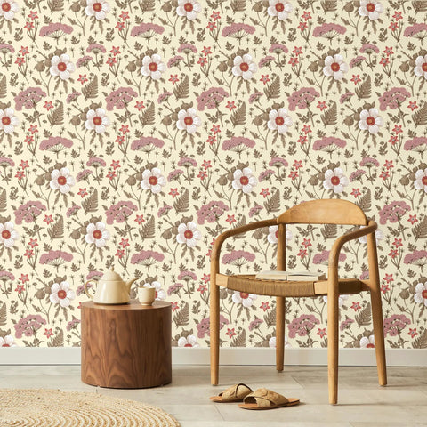 Peel And Stick Multicolor Peony Daisy Wallpaper Removable Self Adhesive Wall Mural For Living Room Or Accent Wall Durable And Easy To Install Peel And Stick Coverage Of 14.5 Sq Ft Per Roll in a cozy room setting