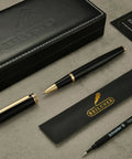 Luxurious Rollerball Pen With 24K Gold Trim And Schneider Ink Refill Gift Set with leather box for men and women