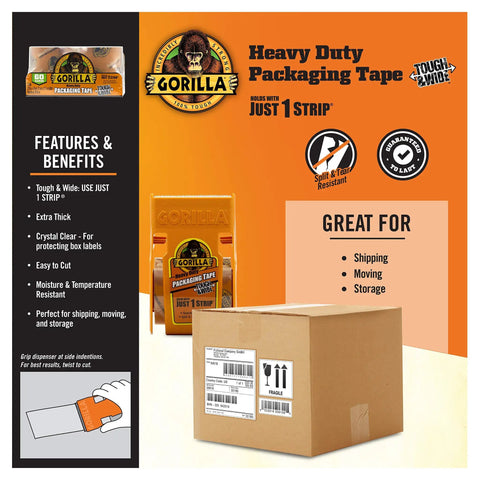 Tough As Nails Clear Packing Tape For Moving And Storage 2.83 Inch By 30 Yard Two Rolls Strong Tear Resistant with packaging box