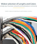 Network cables in rack, including 12Ft Cat6 Ethernet Patch Cable Black Snagless With Strain Relief 250MHz 24AWG Copper RJ45 UTP