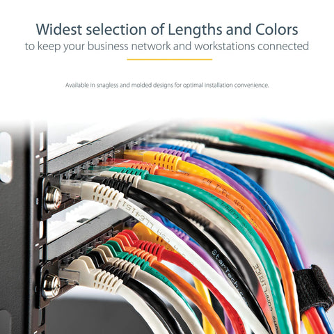 Network cables in rack, including 12Ft Cat6 Ethernet Patch Cable Black Snagless With Strain Relief 250MHz 24AWG Copper RJ45 UTP