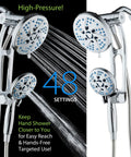 High Pressure Rainfall Shower System Featuring 48 Modes With 6 Inch Rain Head And Handheld 3 Way Combo Anti Clog Nozzles
