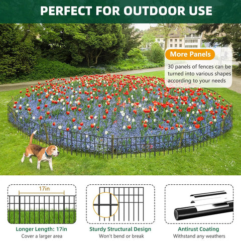 No Dig Garden Fence Kit With 30 Panels And Forty Two And A Half Feet Total Length Keeps Dogs And Rabbits Out Rustproof Anti Digging Barrier Garden Edging Border For Outdoor Use