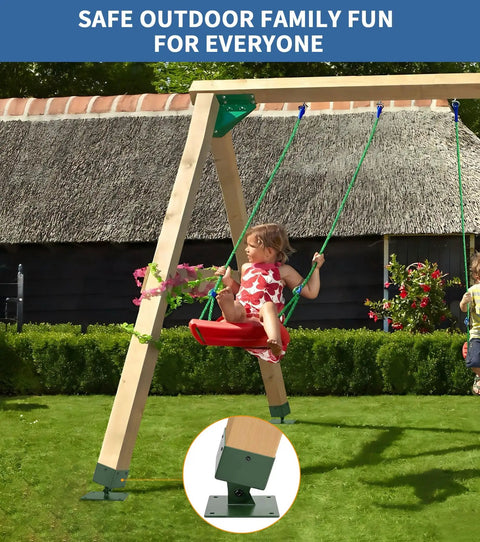 Sturdy Adjustable Swing Set Brackets Kit With Mounting Hardware For 4x4 Wood Posts Fits Actual 3.6x3.6 Inches 4 Pack Base For Backyard Playset Green Upgrade